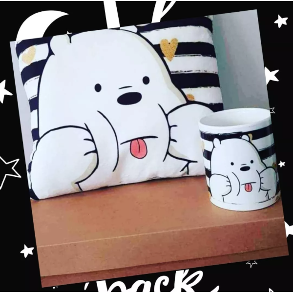 combo almohada y mug personalizado panda